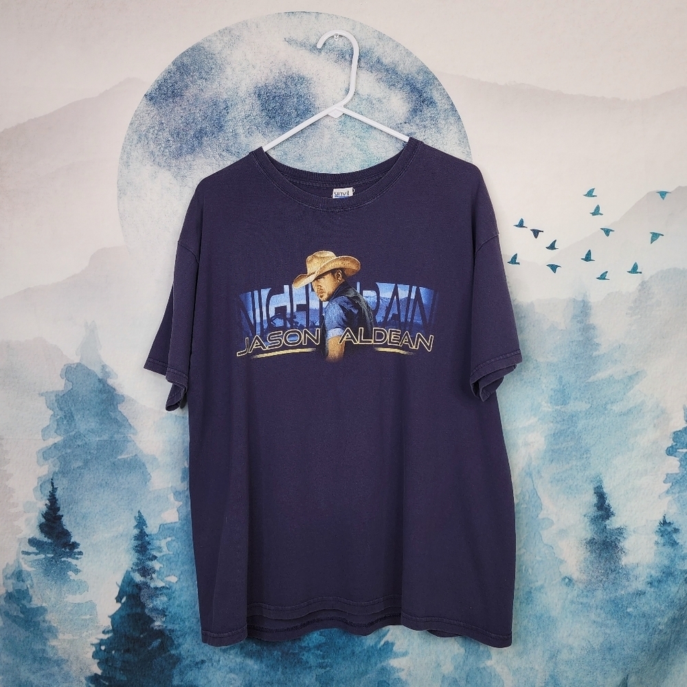 Jason Aldean 2013 Night Train Tour Blue Graphic Tee Adult Unisex XL